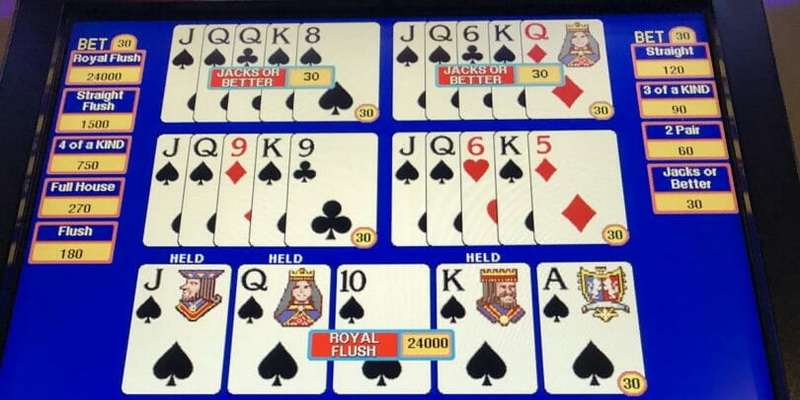 Le vidéo poker et ses cartes