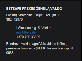 Kontakty na Betsafe Tonybet Lithuania v Litve